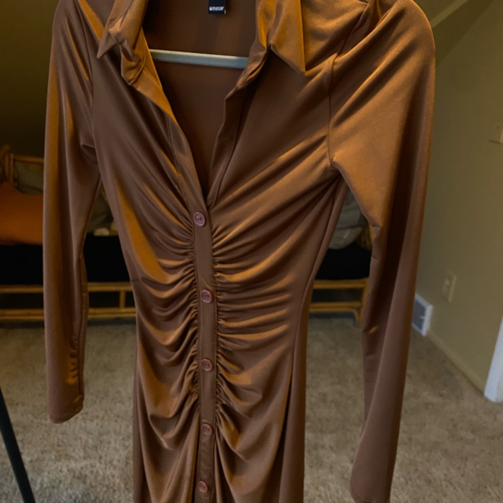 Brown Button-Down Dress